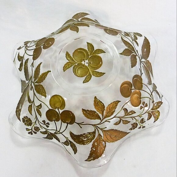 Vintage Dugan Diamond Goofus glass painted Intaglio Cherry pattern - Picture 4 of 4